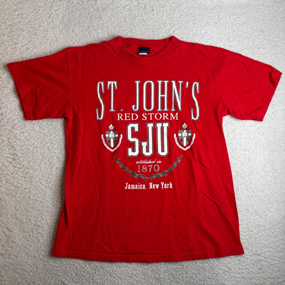 Vintage Galt Sand St Johns Red Storm SJU T-Shirt Red Mens Large Made in USA